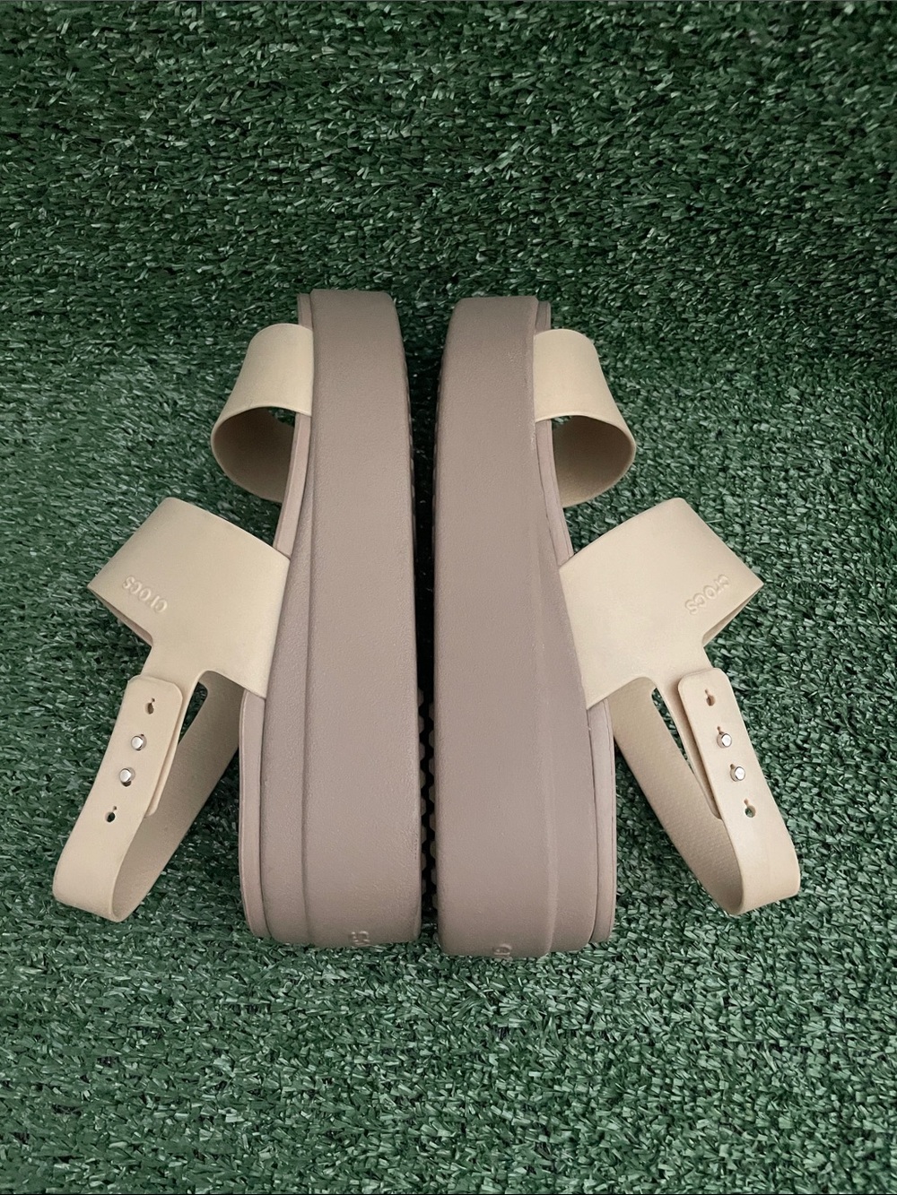 CROCS Women's Beige Platform Sandals - Picture 5 of 10